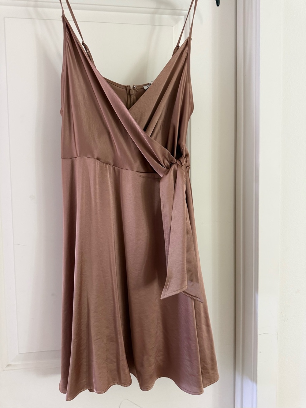 Express Satin Wrap Mini Dress - Mauve